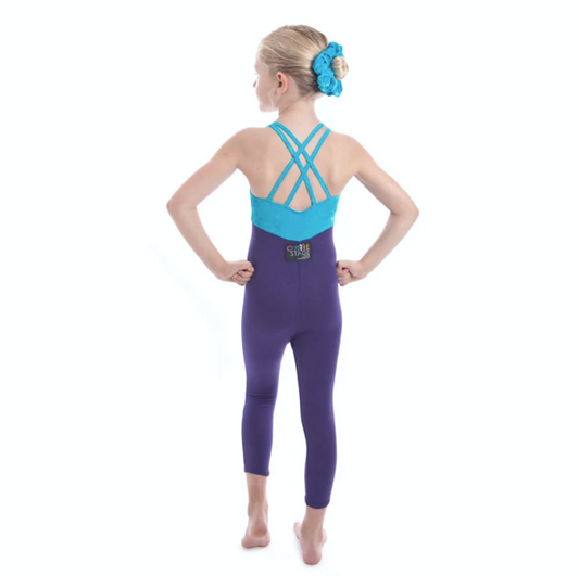 Centre Stage Kingfisher Velour & Purple Acro Unitard