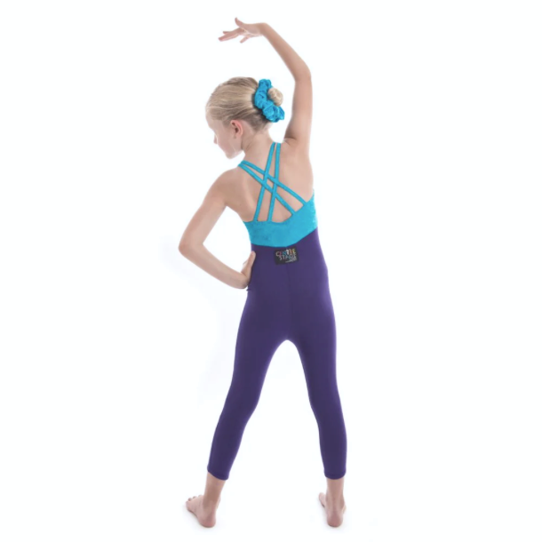 Centre Stage Kingfisher Velour & Purple Acro Unitard