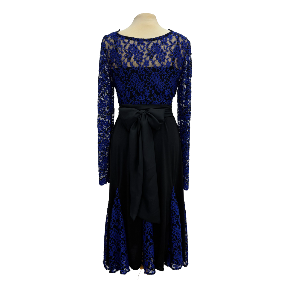 Blue Lace V-Neck Wrap Dance Top