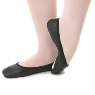 Katz Black Leather Full Sole Ballet Shoe