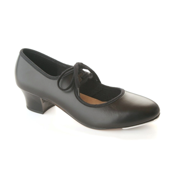 Katz Black PU Cuban Heel Tap Shoe