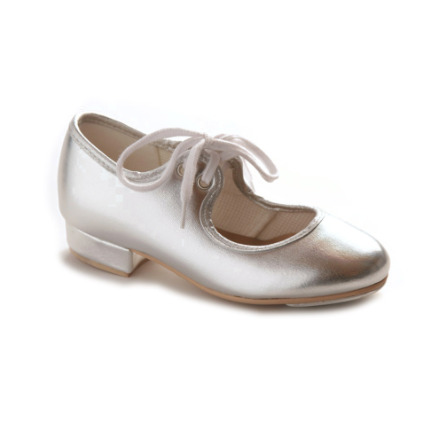 Katz Silver PU Low Heel Tap Shoe