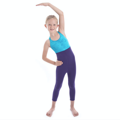 Centre Stage Kingfisher Velour & Purple Acro Unitard