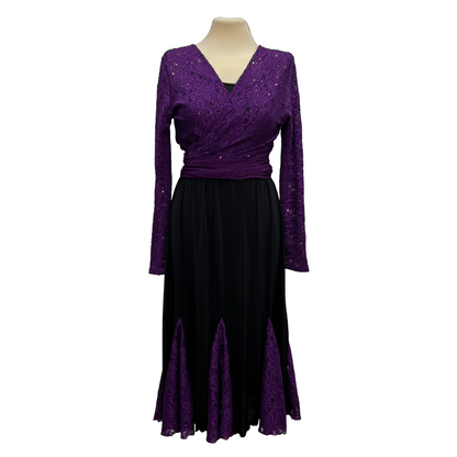 Purple Lace V-Neck Wrap Dance Top