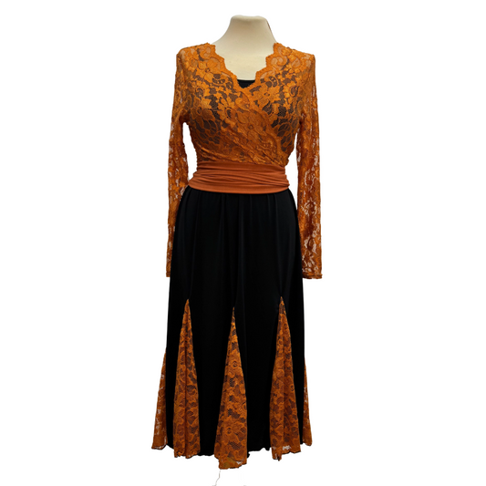 Bronze Lace Ballroom Dance Skirt