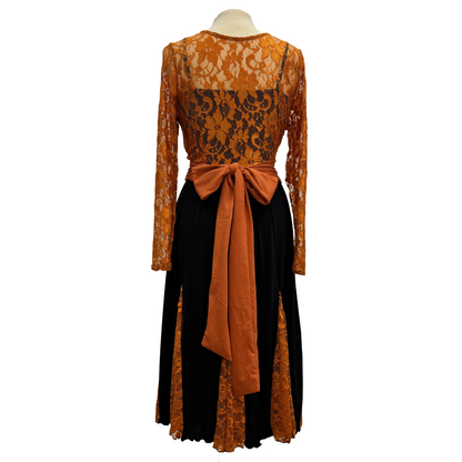 Bronze Lace V-Neck Wrap Dance Top