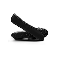 Katz Black Leather Full Sole Ballet Shoe
