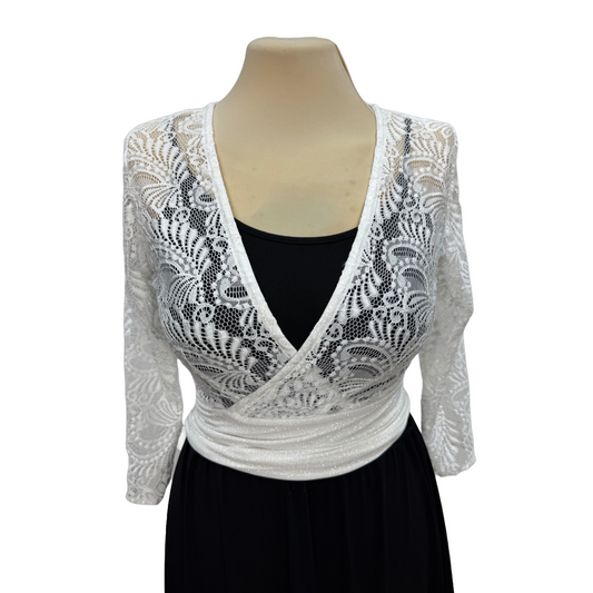White Lace V-Neck Wrap Dance Top