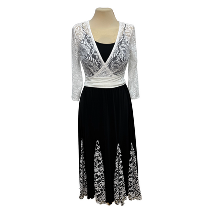 White Lace V-Neck Wrap Dance Top
