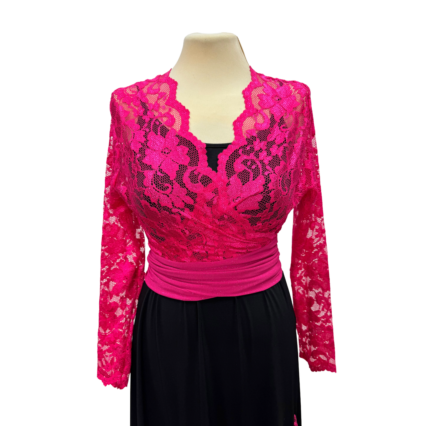 Pink Lace V-Neck Wrap Dance Top