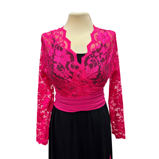 Pink Lace V-Neck Wrap Dance Top