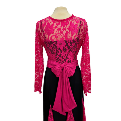 Pink Lace V-Neck Wrap Dance Top