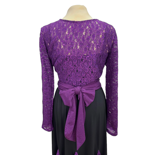 Purple Lace V-Neck Wrap Dance Top