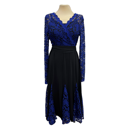 Blue Lace V-Neck Wrap Dance Top