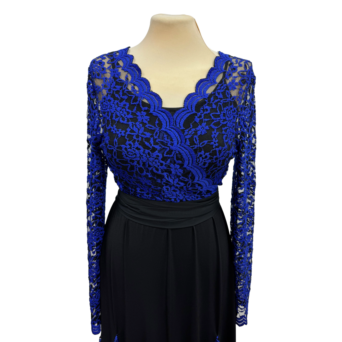 Blue Lace V-Neck Wrap Dance Top