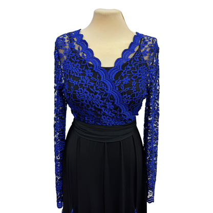 Blue Lace V-Neck Wrap Dance Top