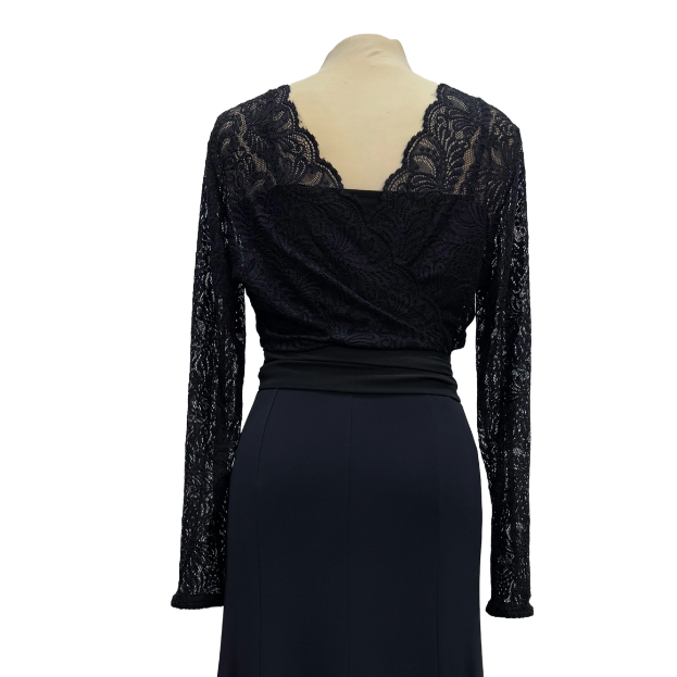 Black Lace V-Neck Wrap Dance Top