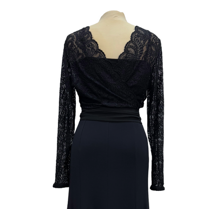 Black Lace V-Neck Wrap Dance Top
