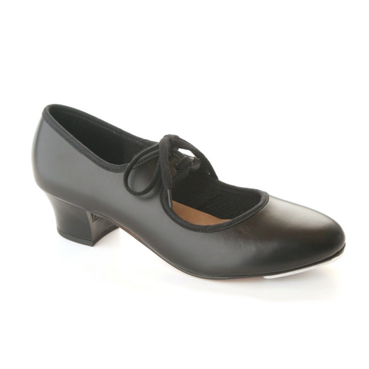 Katz Black PU Cuban Heel Tap Shoe