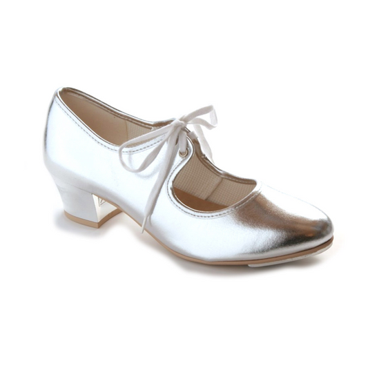 Katz Silver PU Cuban Heel Tap Shoe